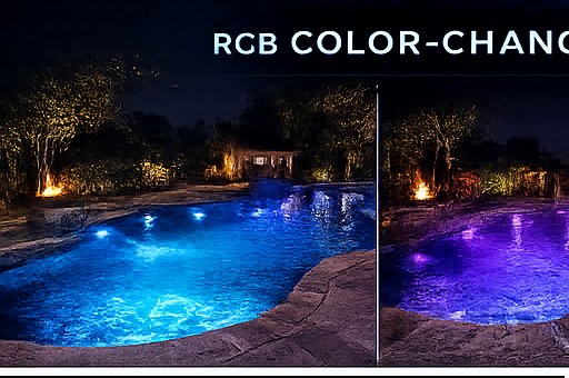 Pool with color-changing RGB lights