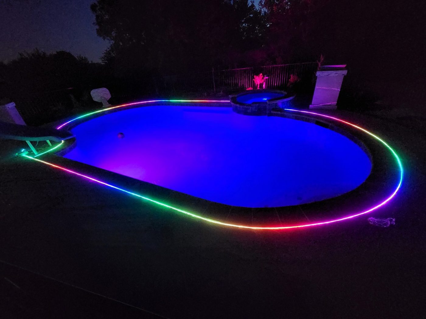 Color-changing pool and perimeter lighting